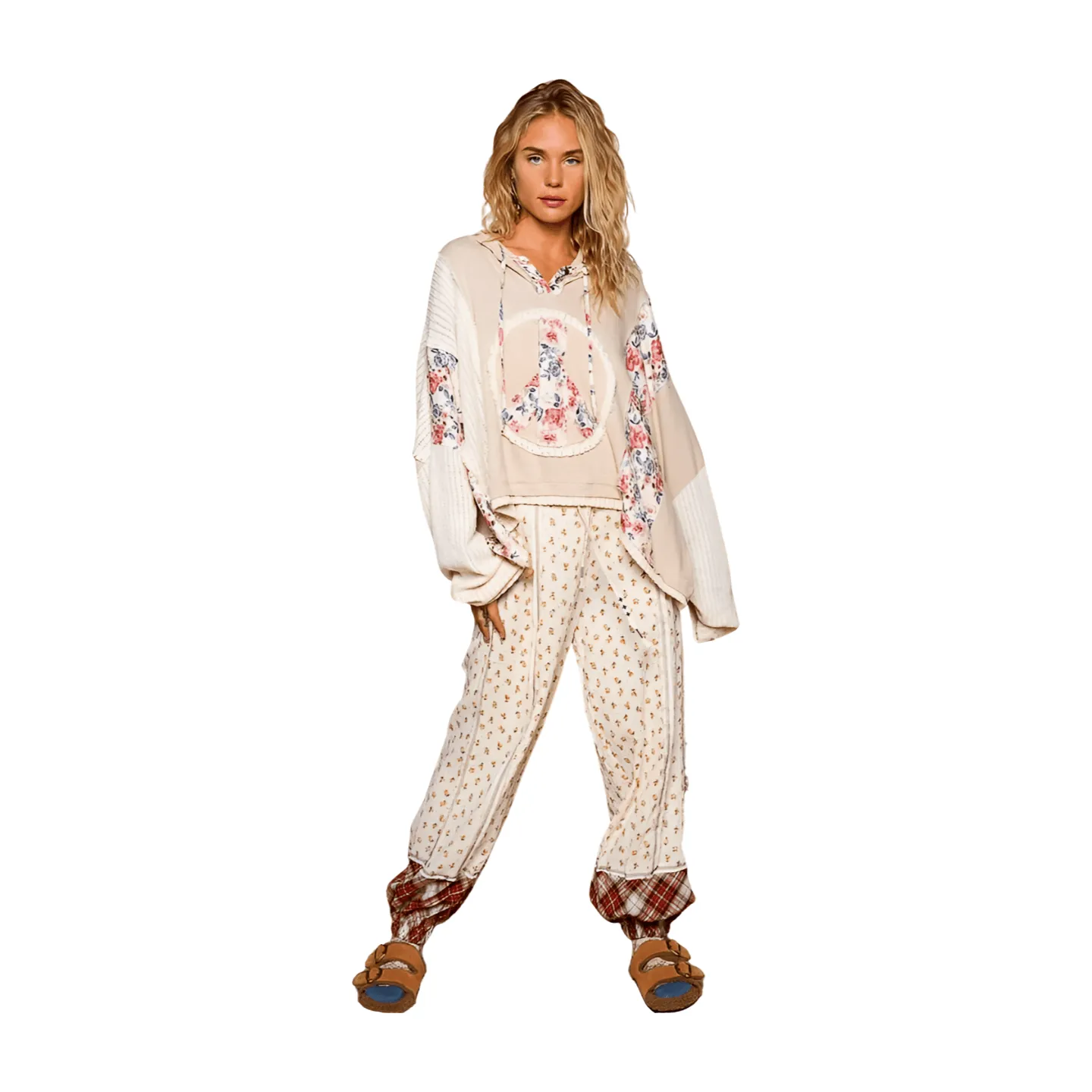 Floral Peach Patch Hoodie