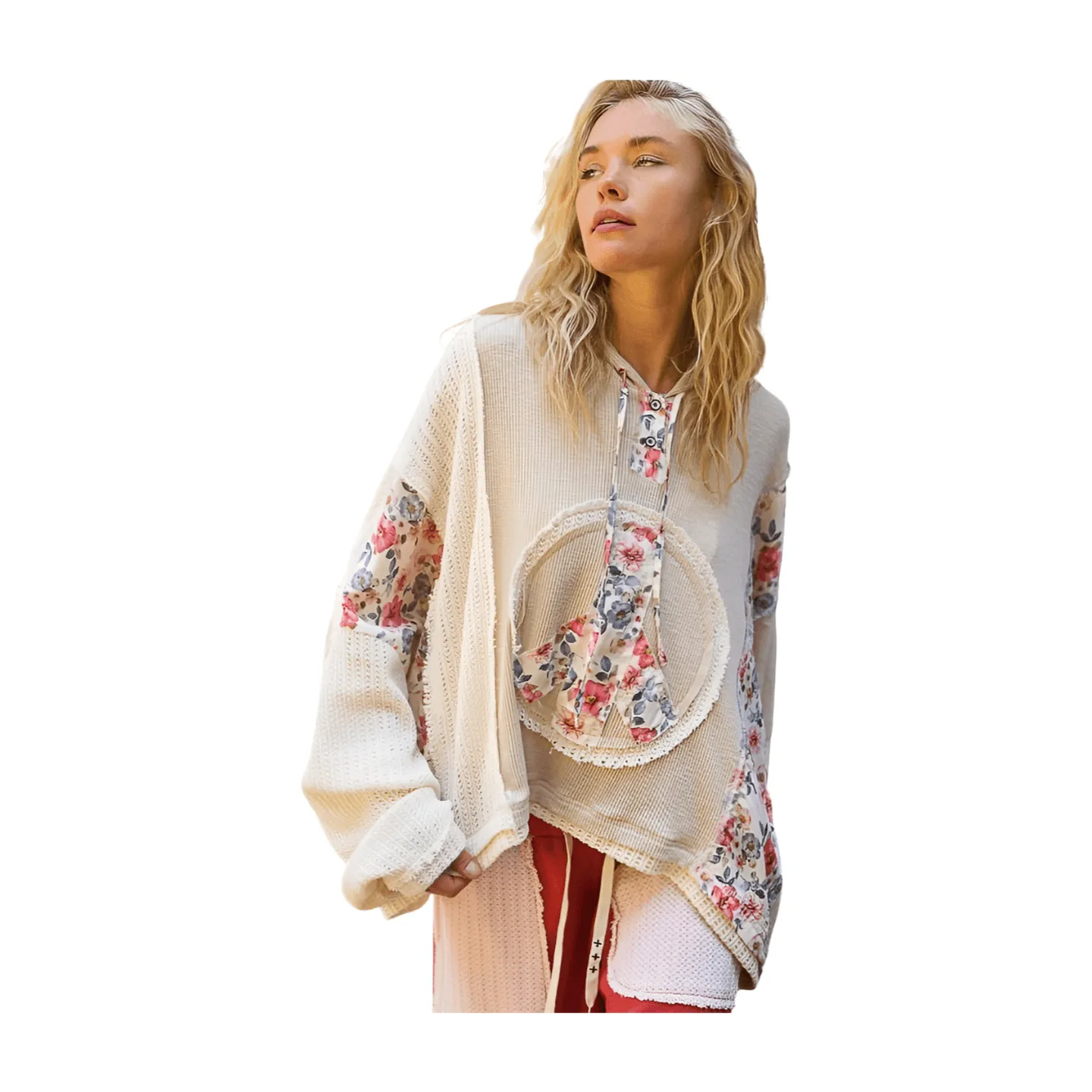 Floral Peach Patch Hoodie