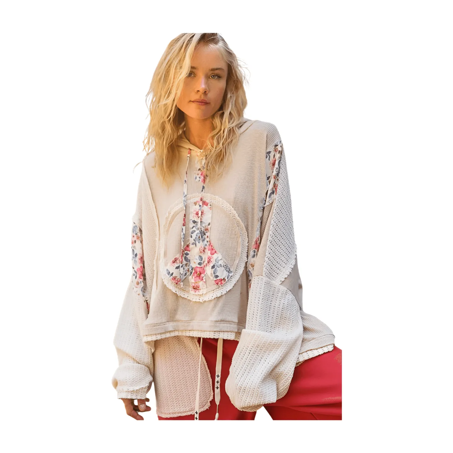 Floral Peach Patch Hoodie