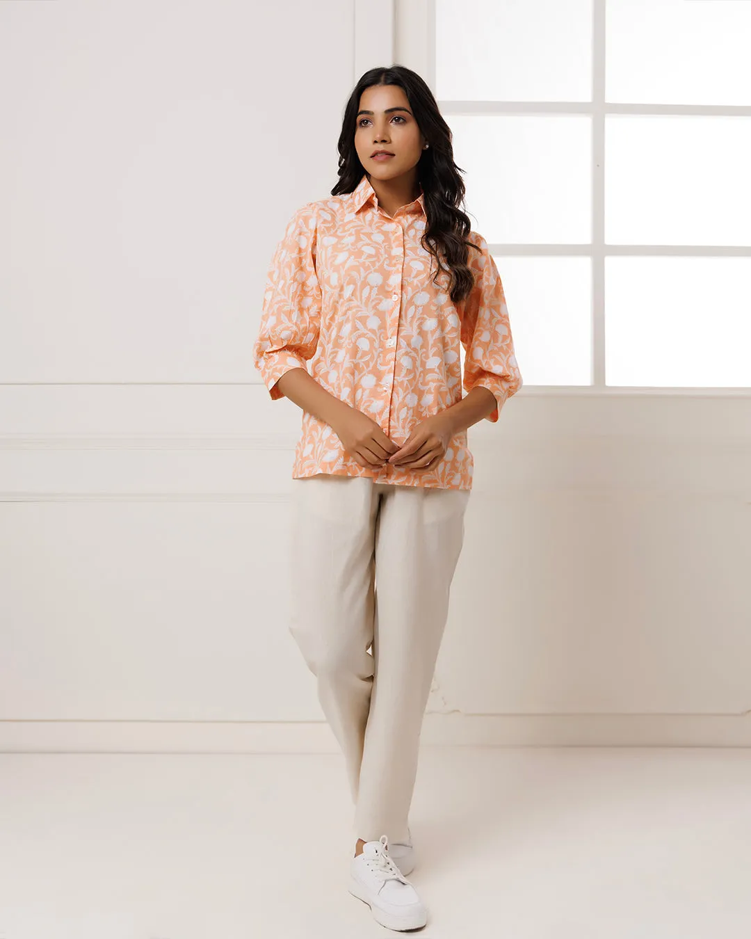 Floral Peach Printed Shirt