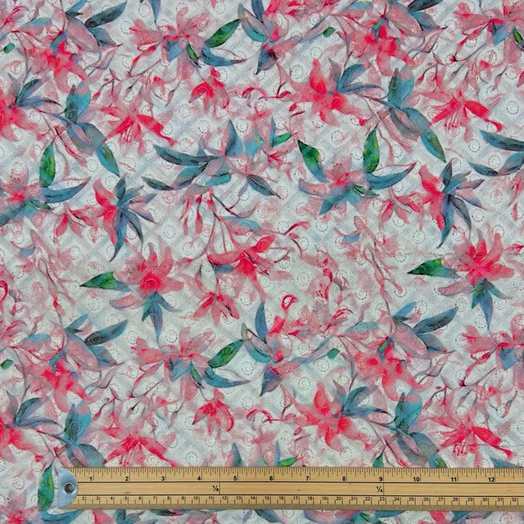 Floral Whisper Digital Embroidered Polycotton Fabric