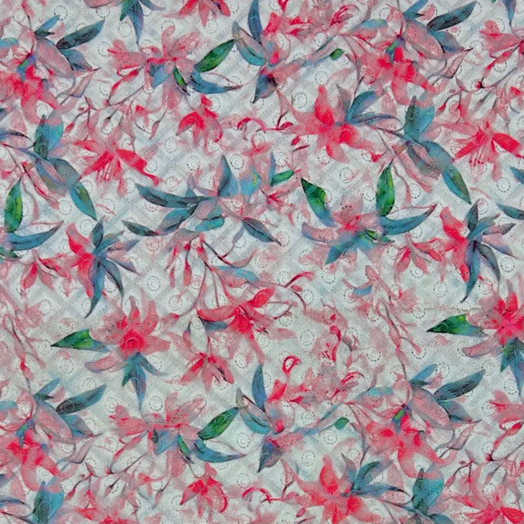 Floral Whisper Digital Embroidered Polycotton Fabric