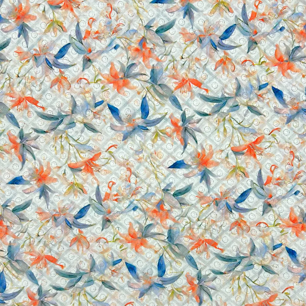Floral Whisper Digital Embroidered Polycotton Fabric