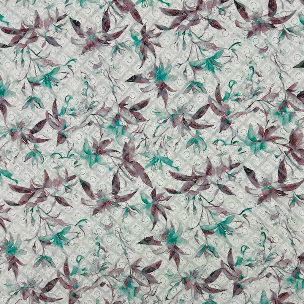 Floral Whisper Digital Embroidered Polycotton Fabric