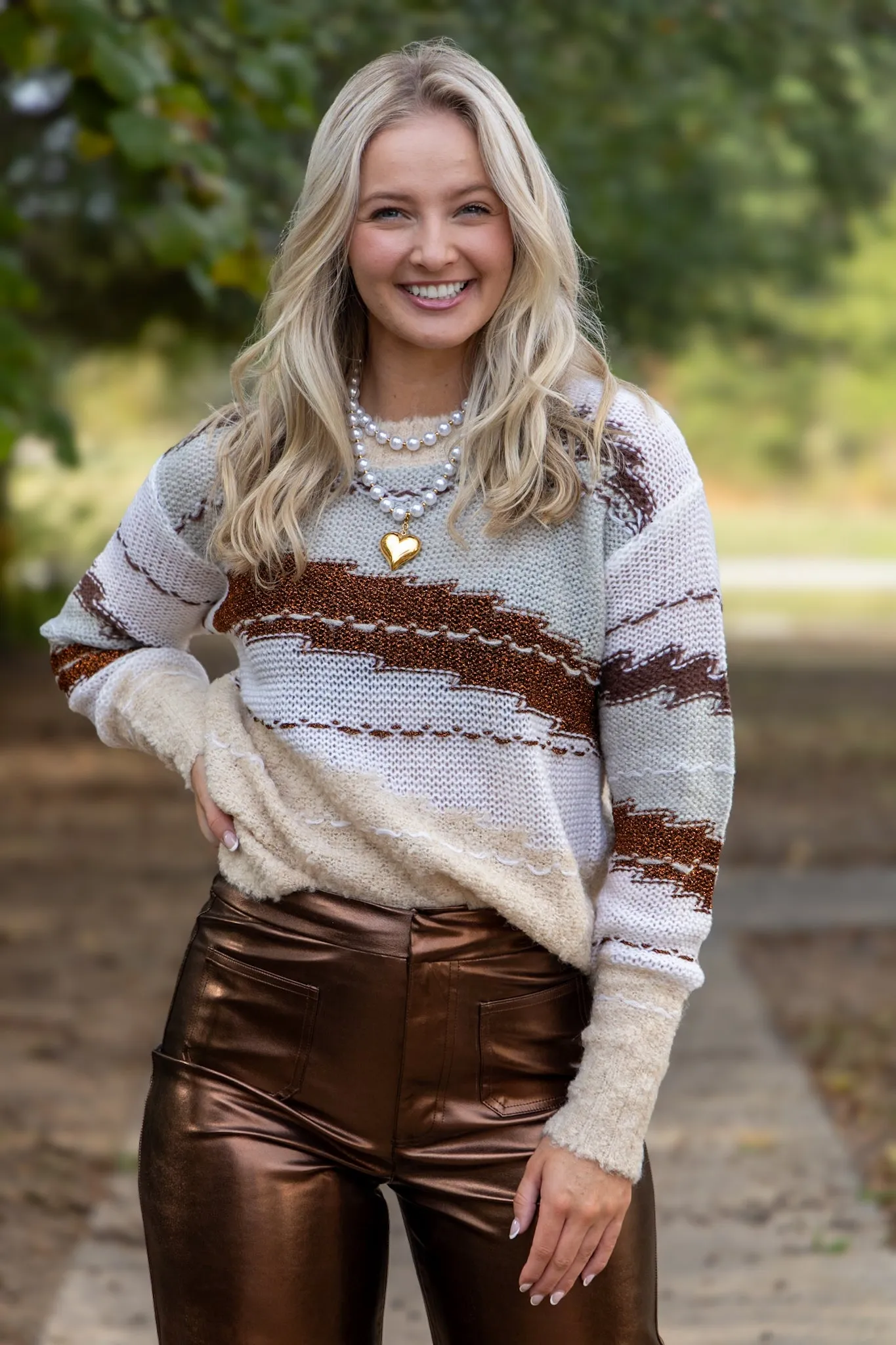 Gabriella Crew Neck Sweater- Toasted Gingerbread