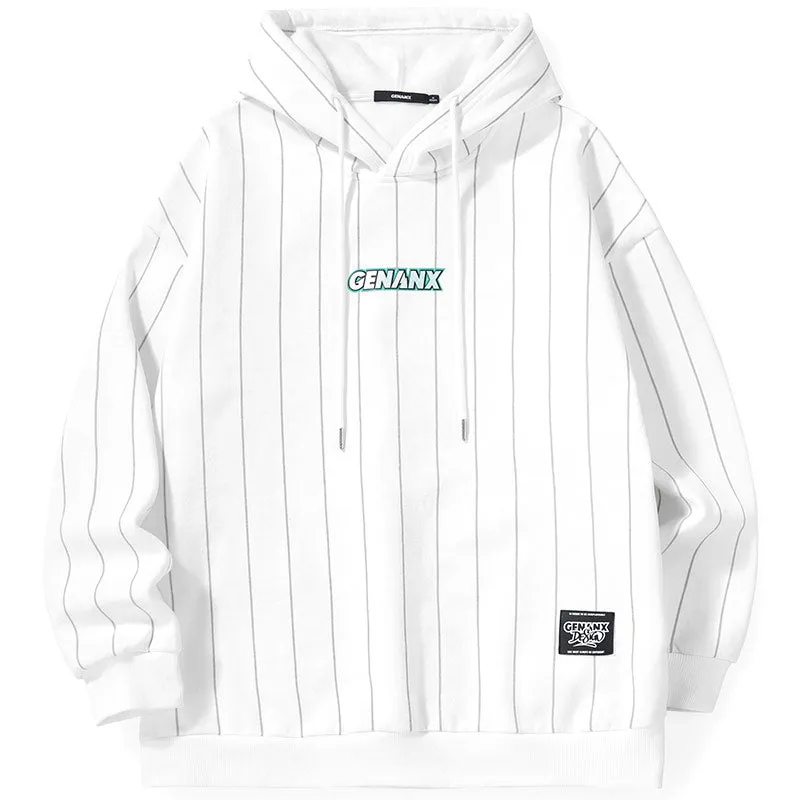 Geometric Line Print Fleece Hoodies