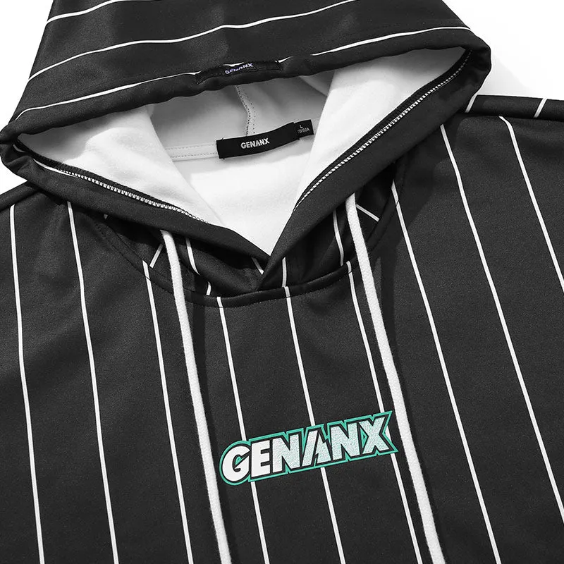 Geometric Line Print Fleece Hoodies