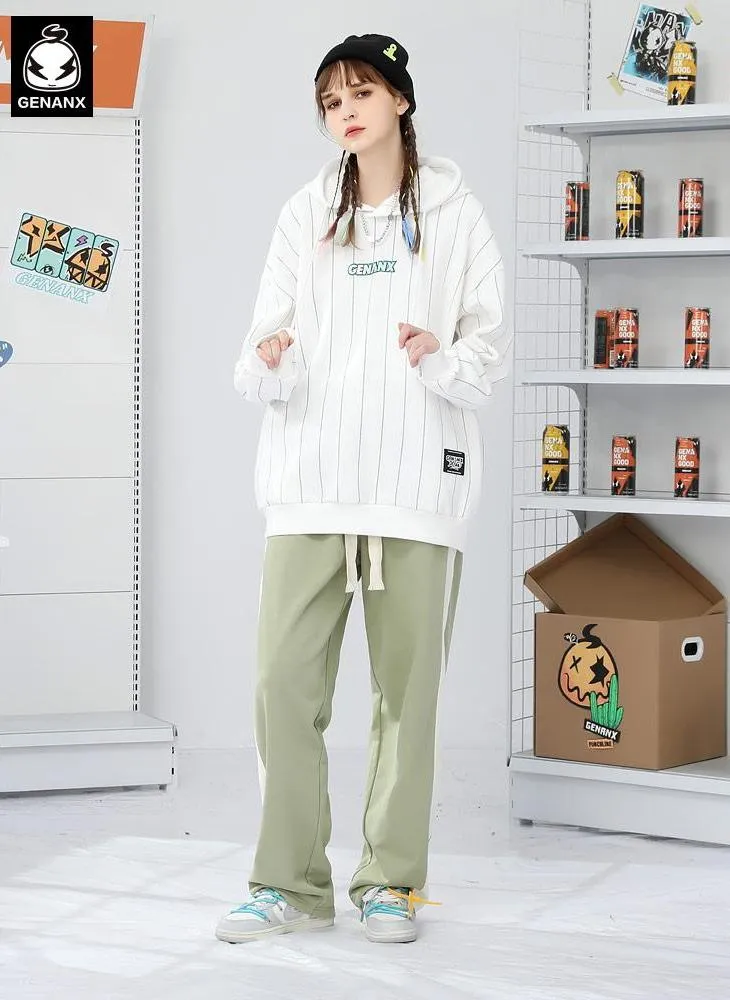 Geometric Line Print Fleece Hoodies