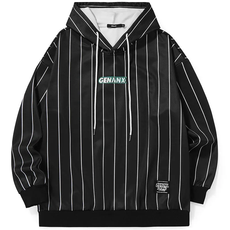 Geometric Line Print Fleece Hoodies