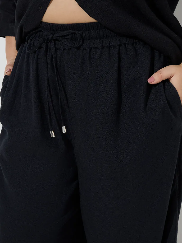 Gia Black Solid High-Rise Pants