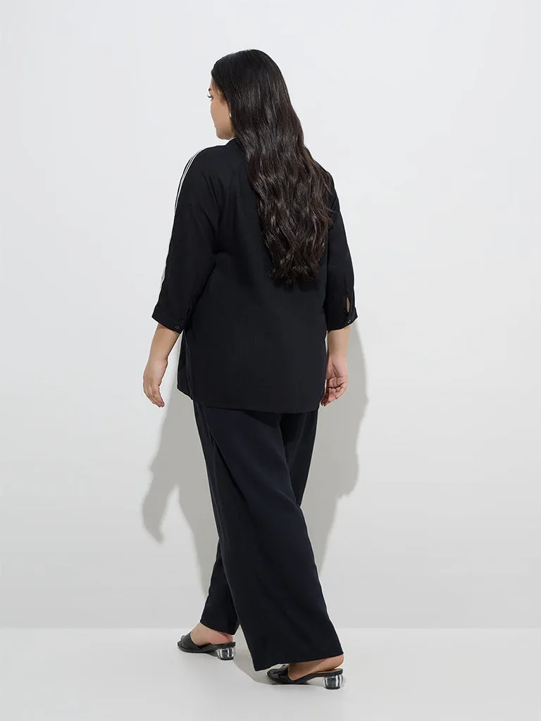 Gia Black Solid High-Rise Pants