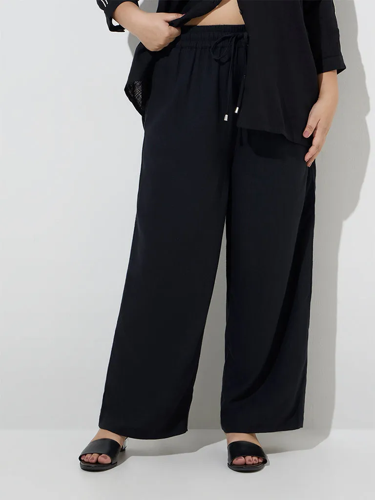 Gia Black Solid High-Rise Pants