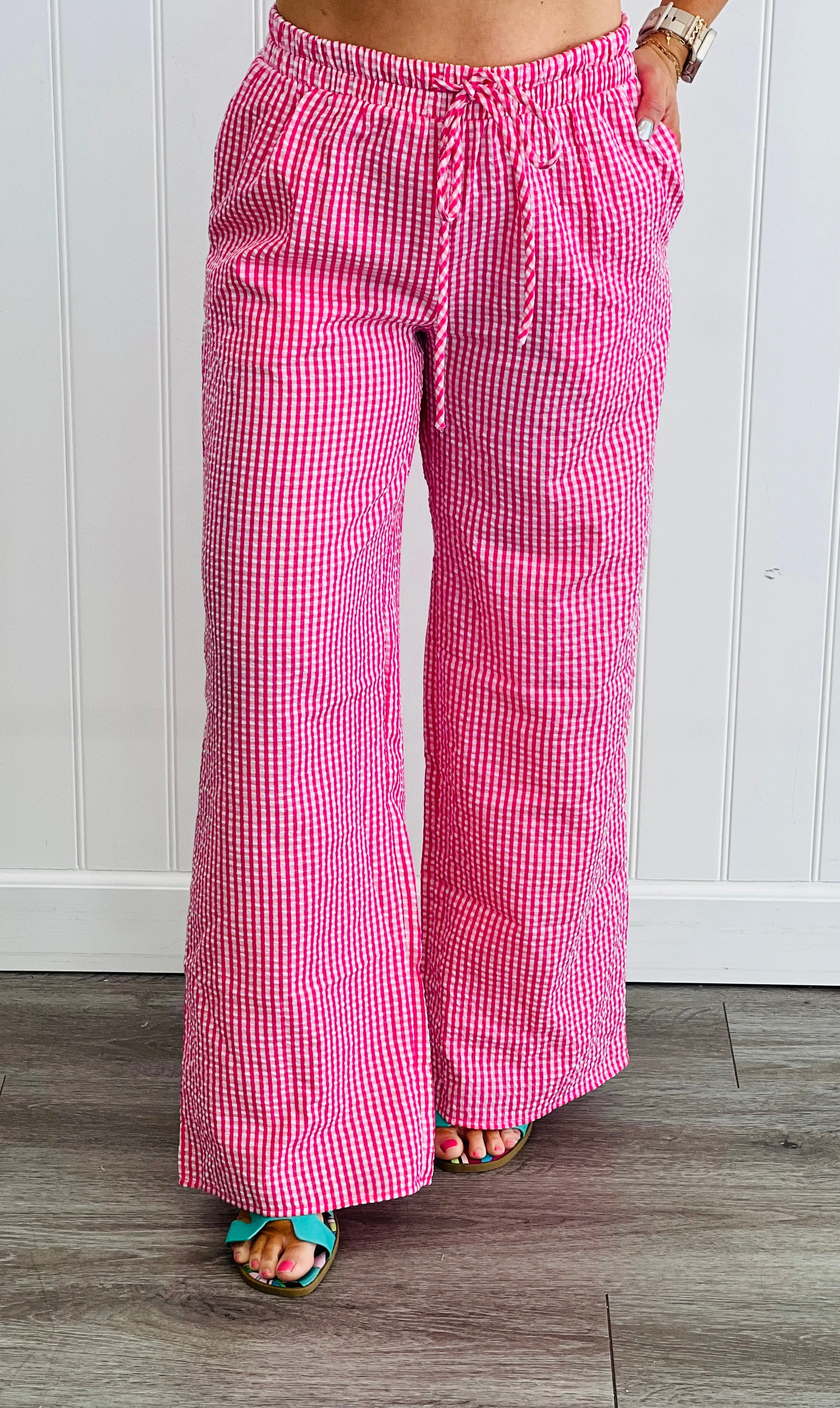 Gingham Beach Pants (Reg & Plus)-5 Colors