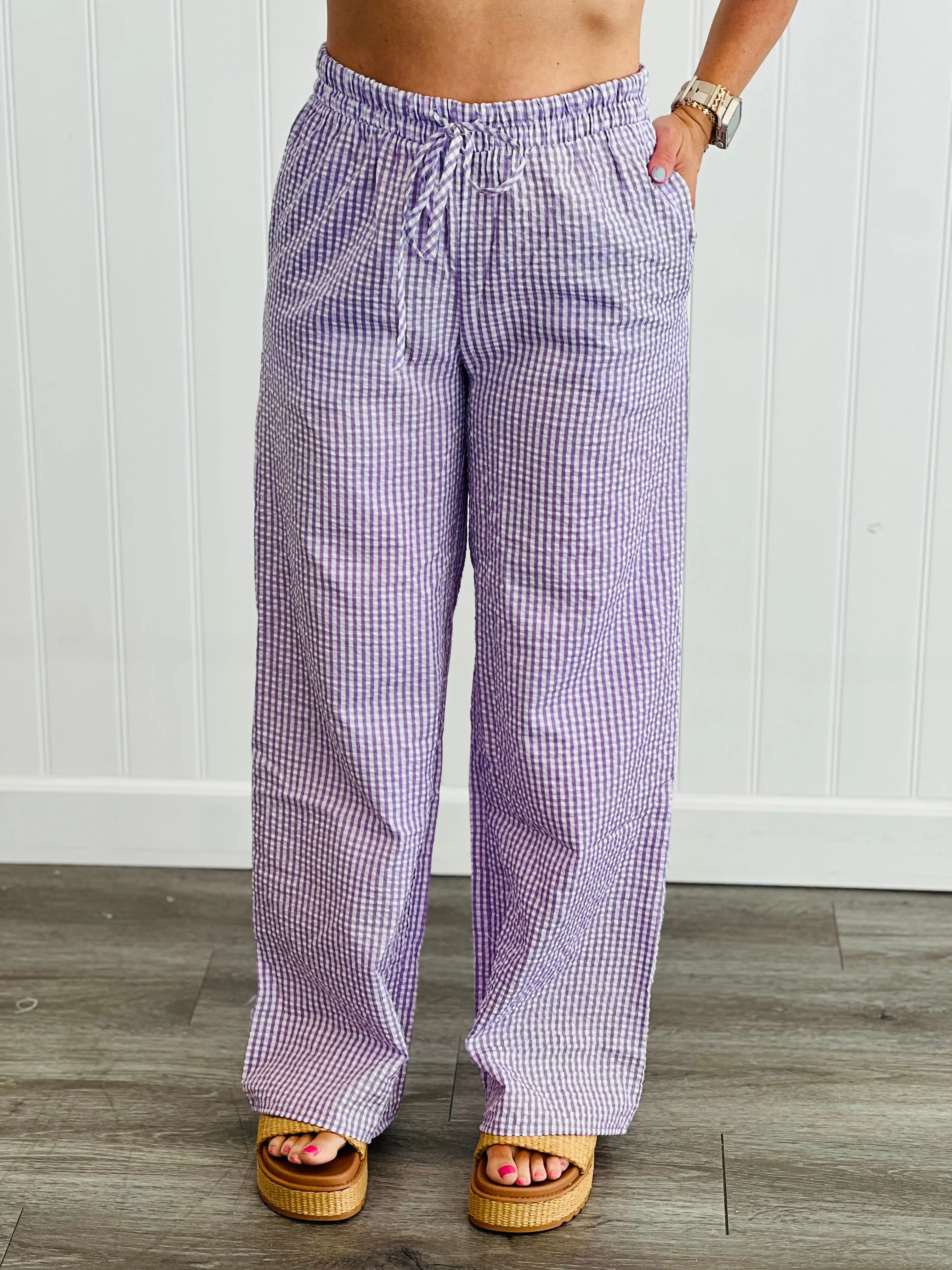 Gingham Beach Pants (Reg & Plus)-5 Colors