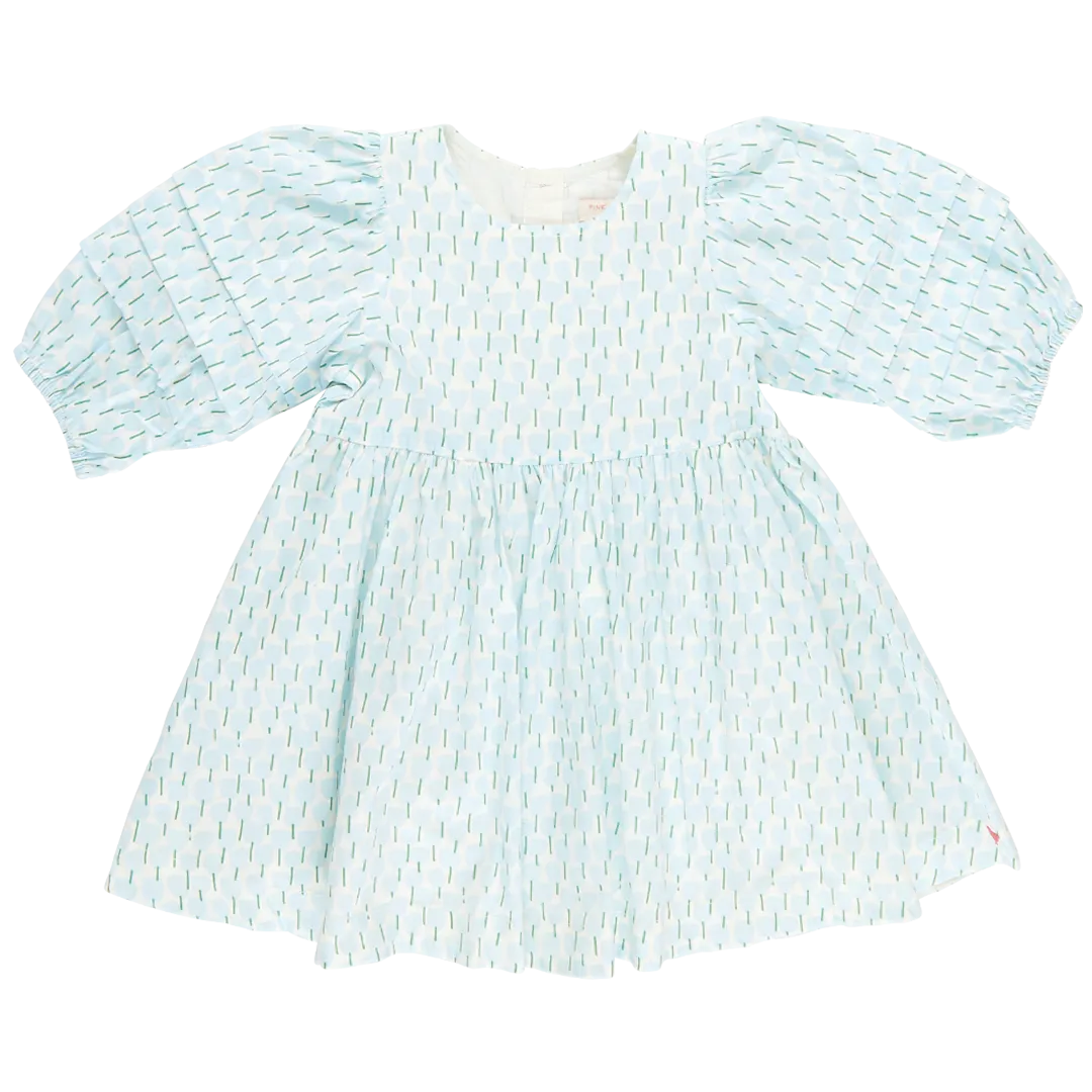 Girls Brooke Dress - Blue Tulips