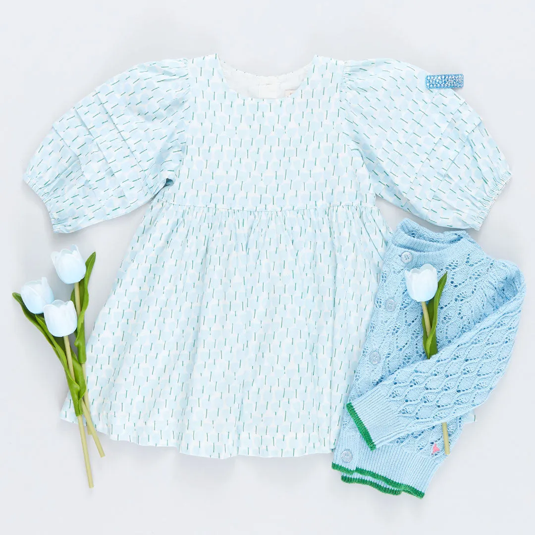 Girls Brooke Dress - Blue Tulips
