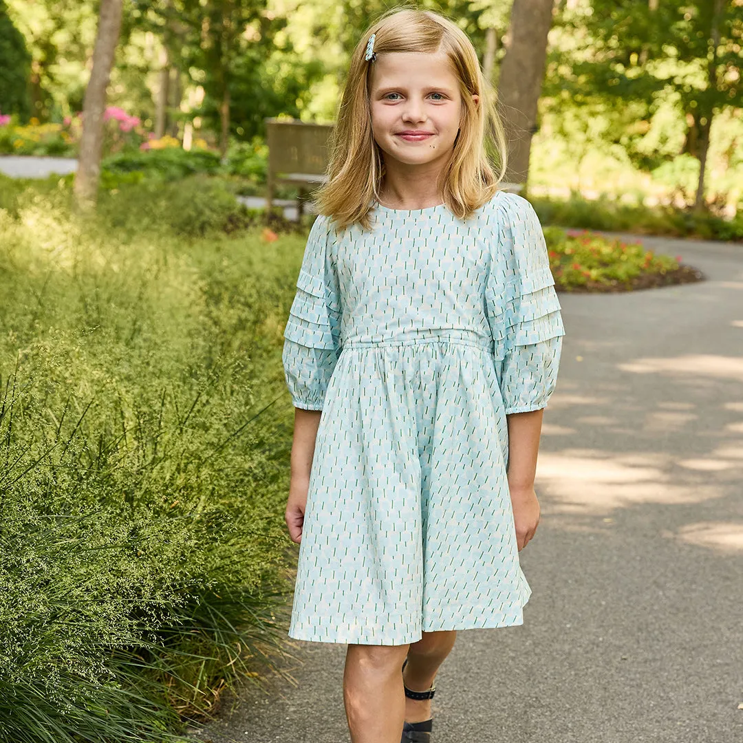Girls Brooke Dress - Blue Tulips