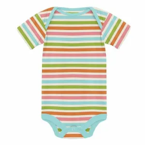 Girl's Print Bamboo Short Sleeve One Piece - Beach Day Stripe