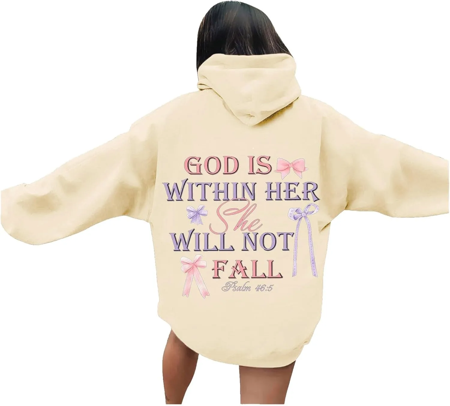 God Is Within Her She Will Not Fail Womens Sweatshirts Long Sleeve Hoodies Oversized Casual Comfy Trendy Pullover