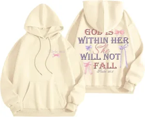 God Is Within Her She Will Not Fail Womens Sweatshirts Long Sleeve Hoodies Oversized Casual Comfy Trendy Pullover
