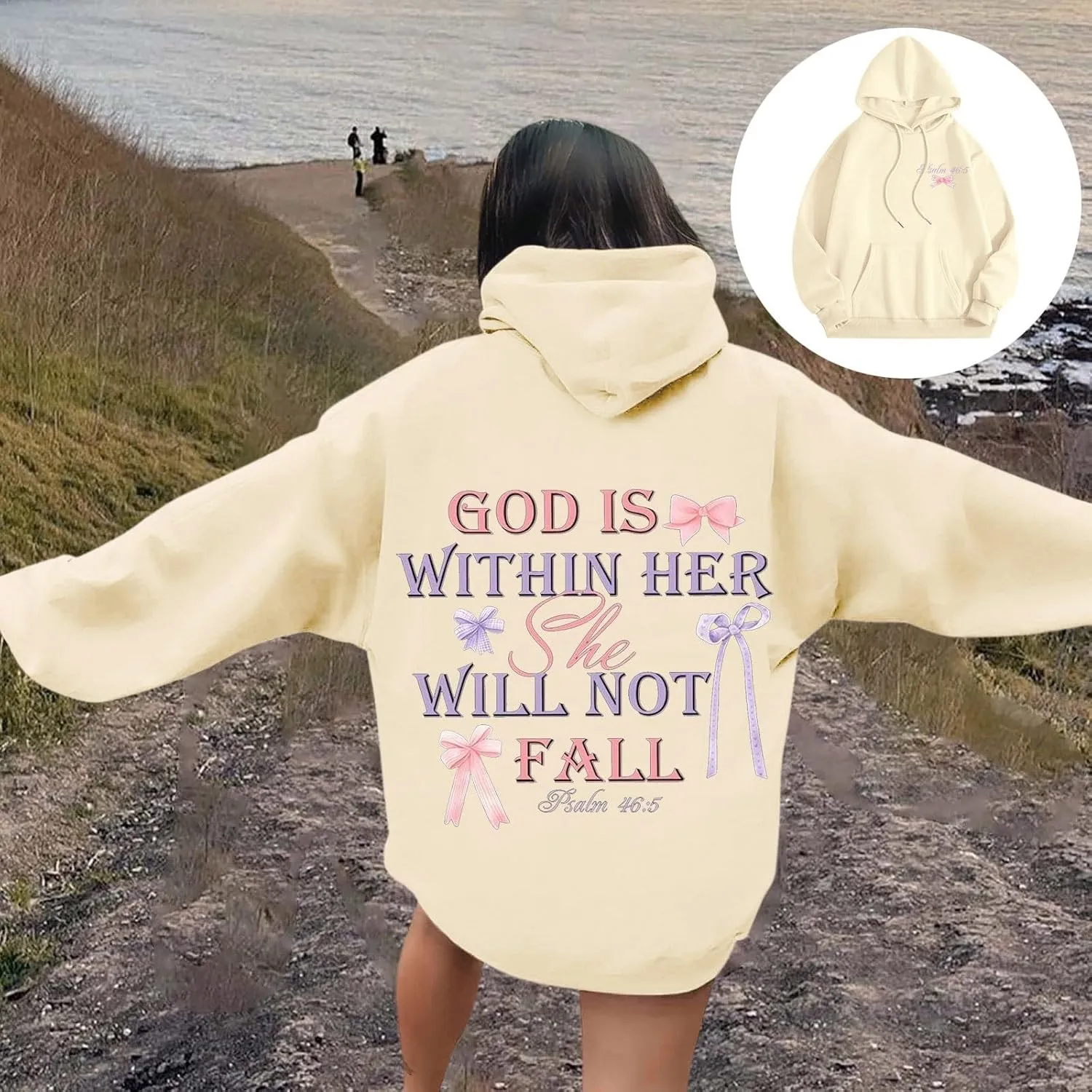 God Is Within Her She Will Not Fail Womens Sweatshirts Long Sleeve Hoodies Oversized Casual Comfy Trendy Pullover