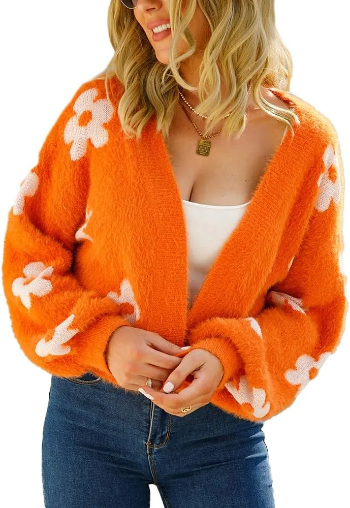 GOLDSTITCH Women's Casual Cropped Cardigan Sweater Long Sleeve V Neck Knit Sweaters Tops Shirts