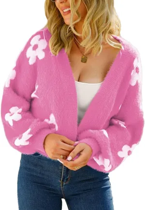 GOLDSTITCH Women's Casual Cropped Cardigan Sweater Long Sleeve V Neck Knit Sweaters Tops Shirts