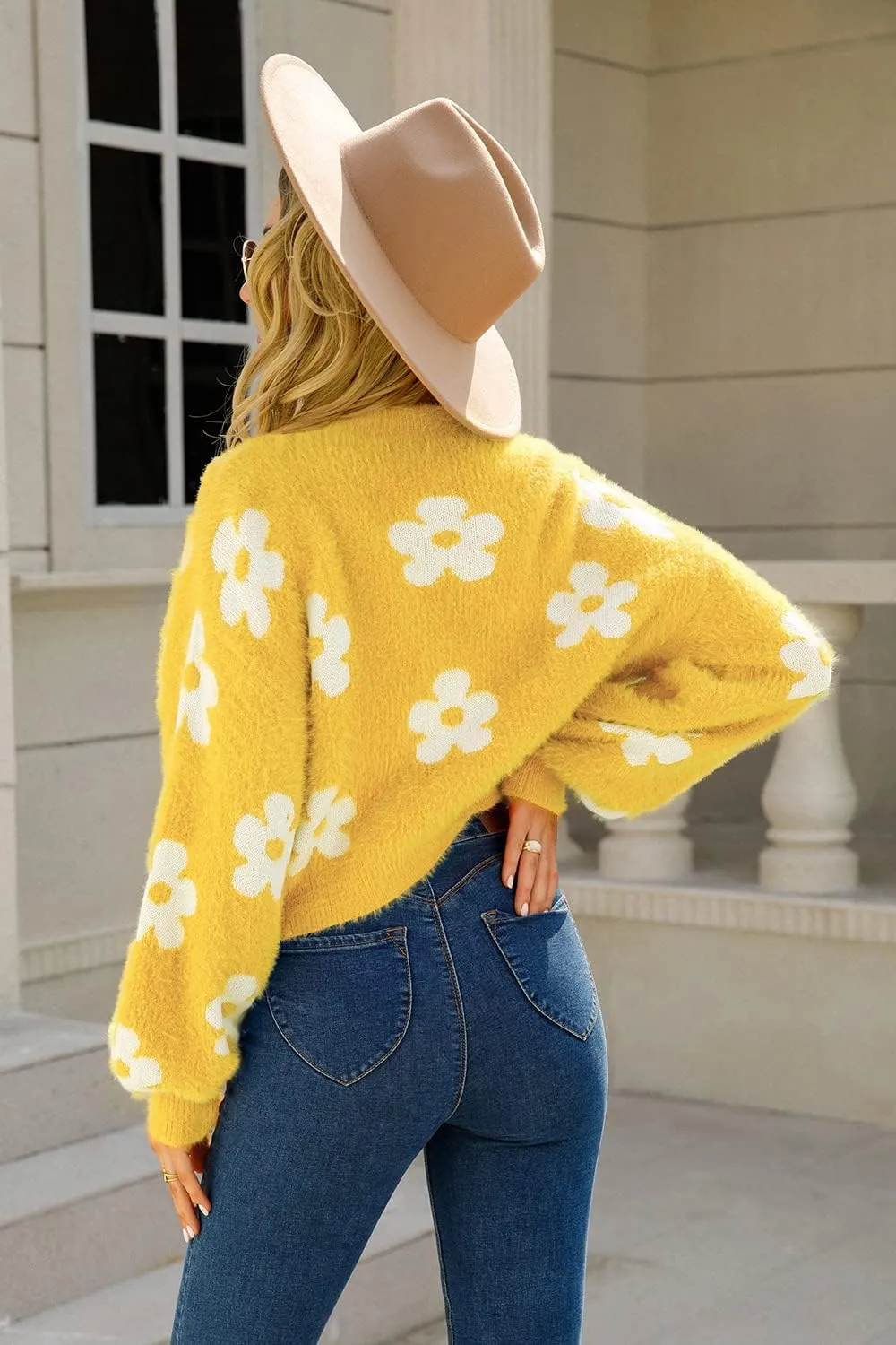 GOLDSTITCH Women's Casual Cropped Cardigan Sweater Long Sleeve V Neck Knit Sweaters Tops Shirts