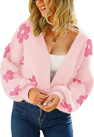 GOLDSTITCH Women's Casual Cropped Cardigan Sweater Long Sleeve V Neck Knit Sweaters Tops Shirts