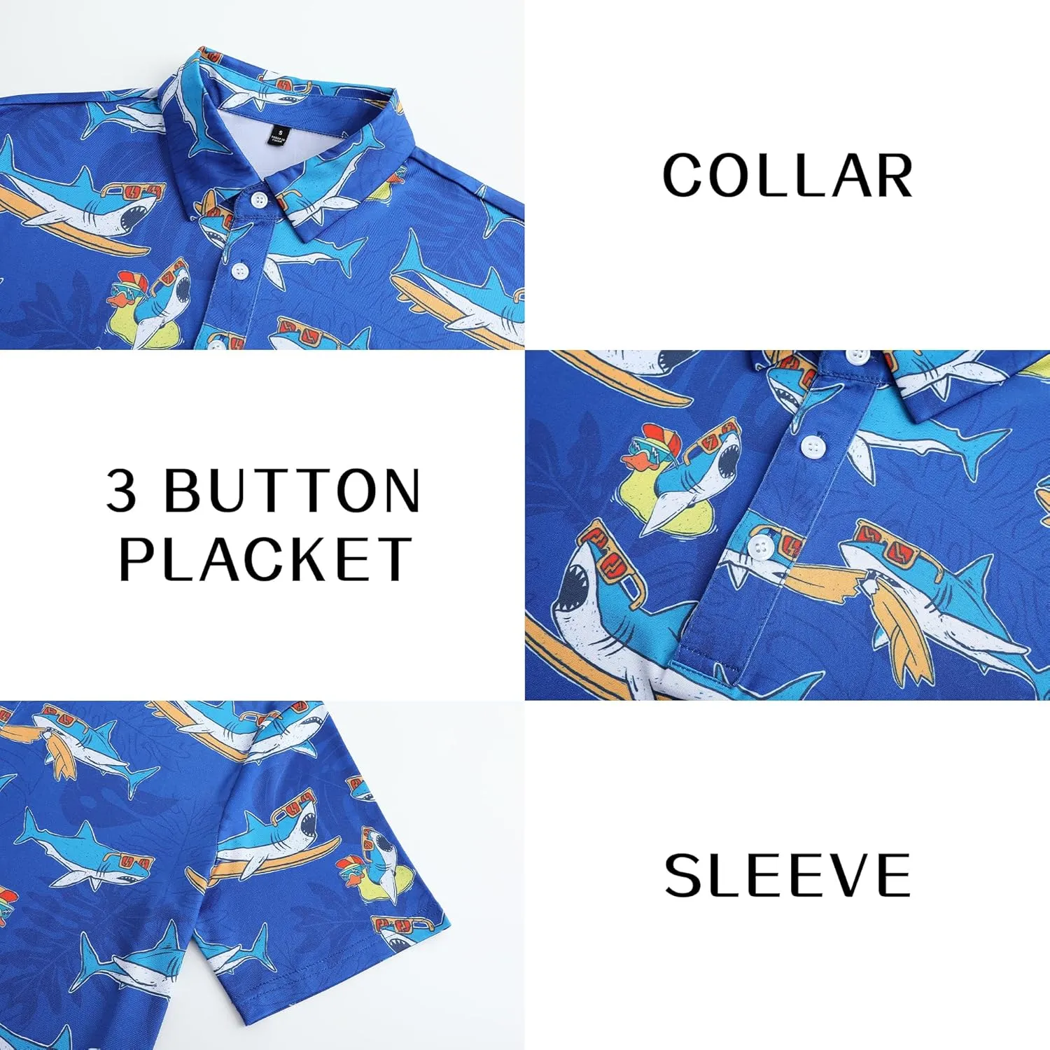Golf Shirts for Men Dry Fit Short Sleeve Print Performance Moisture Wicking Golf Polo Shirts for Men