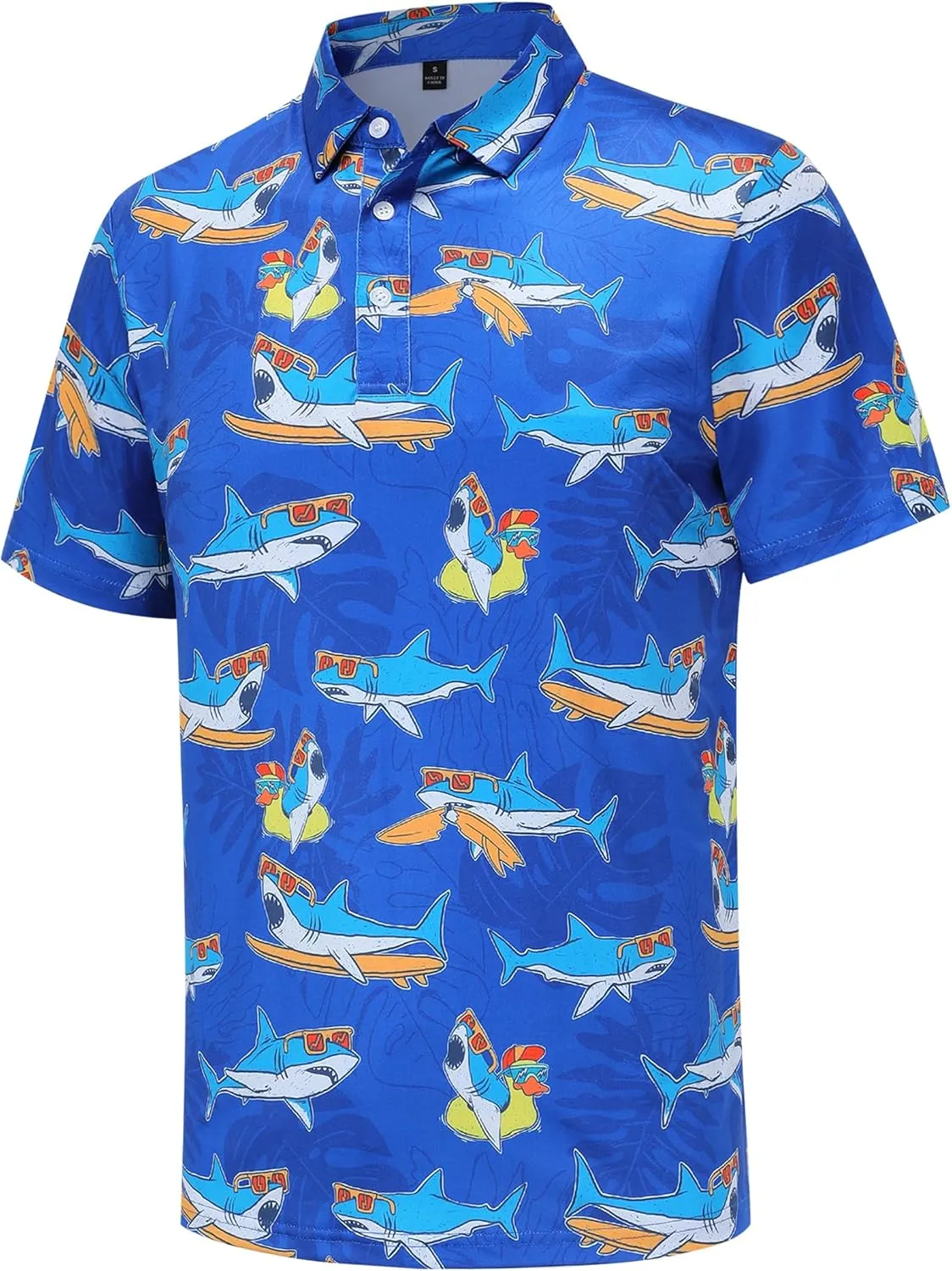 Golf Shirts for Men Dry Fit Short Sleeve Print Performance Moisture Wicking Golf Polo Shirts for Men