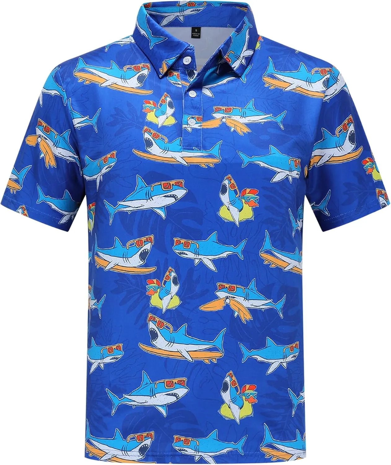 Golf Shirts for Men Dry Fit Short Sleeve Print Performance Moisture Wicking Golf Polo Shirts for Men