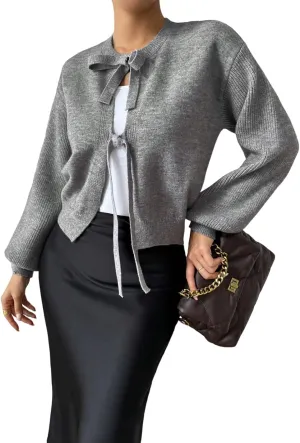 GORGLITTER Women's Knitted Zip Up Sweater Cardigan Fall Trendy Long Sleeve Sweaters Jacket Fashion Outfits 2024