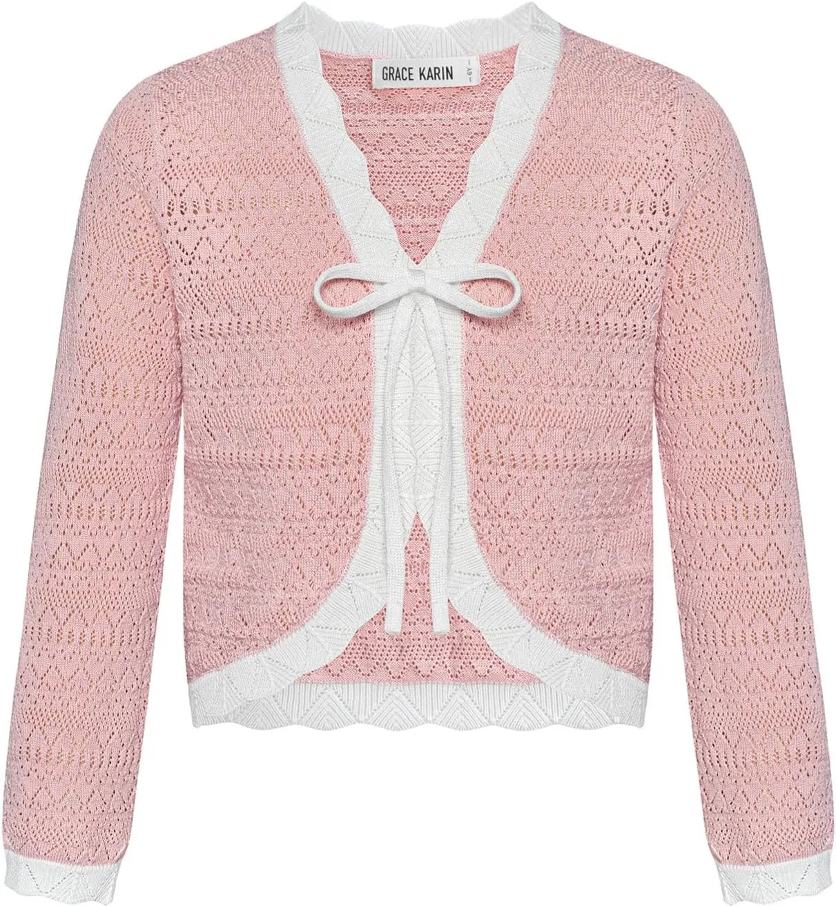 GRACE KARIN Cardigan for Girls Bolero Kids School Uniform Shrugs Sweater Size 5-12 Long Sleeve