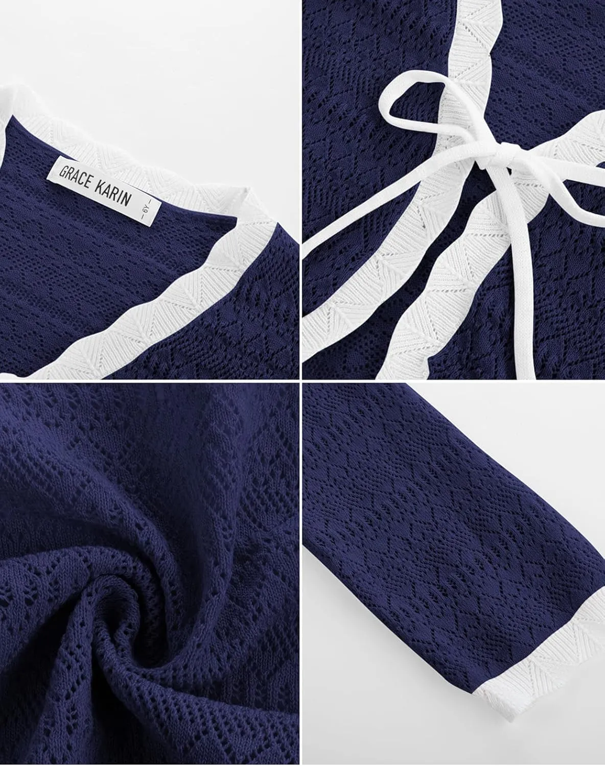 GRACE KARIN Cardigan for Girls Bolero Kids School Uniform Shrugs Sweater Size 5-12 Long Sleeve