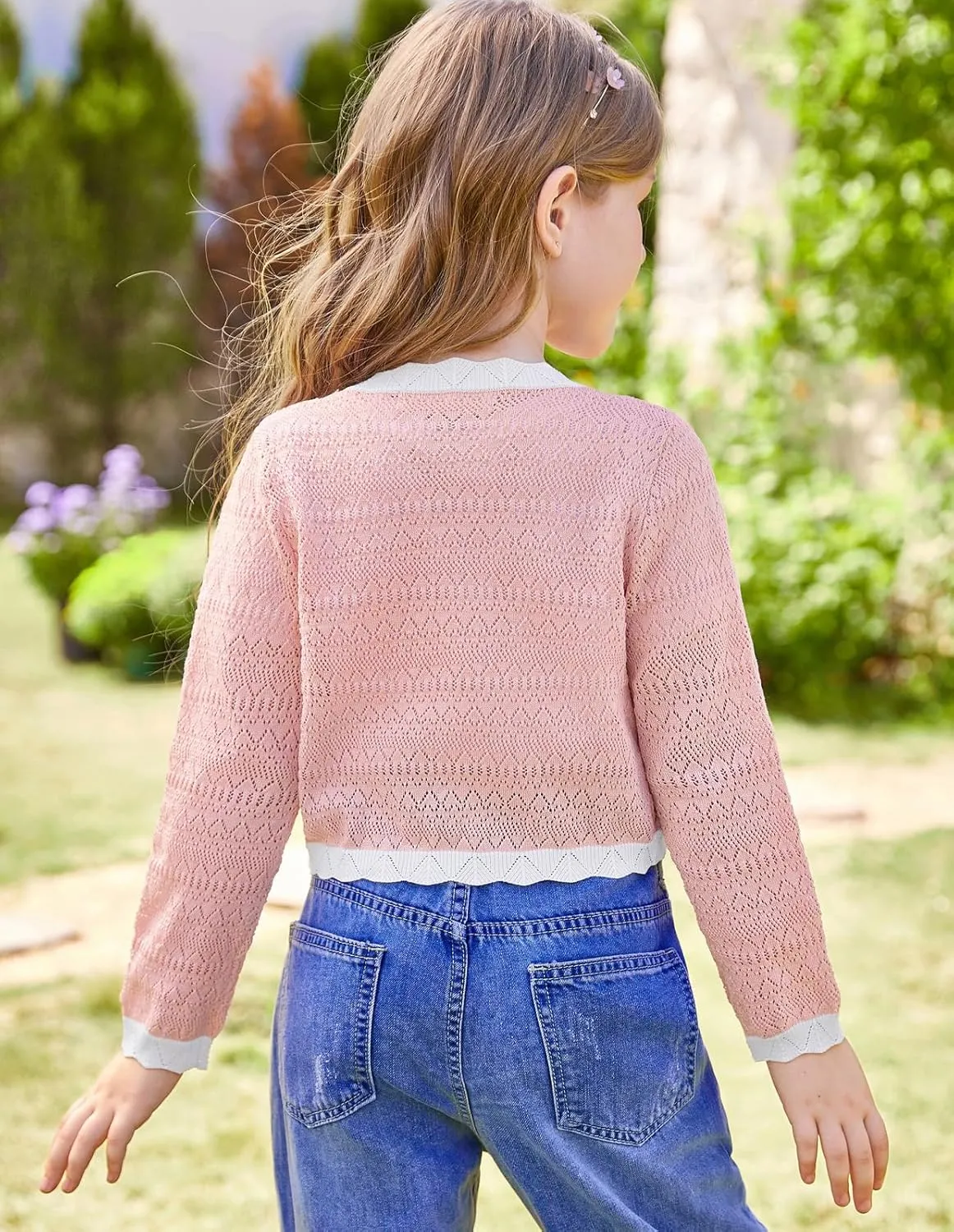 GRACE KARIN Cardigan for Girls Bolero Kids School Uniform Shrugs Sweater Size 5-12 Long Sleeve