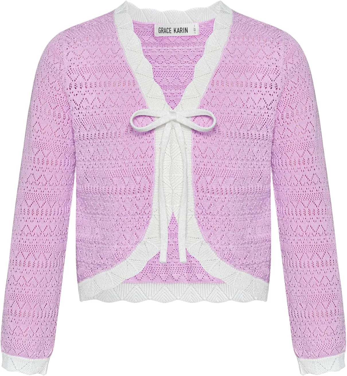 GRACE KARIN Cardigan for Girls Bolero Kids School Uniform Shrugs Sweater Size 5-12 Long Sleeve