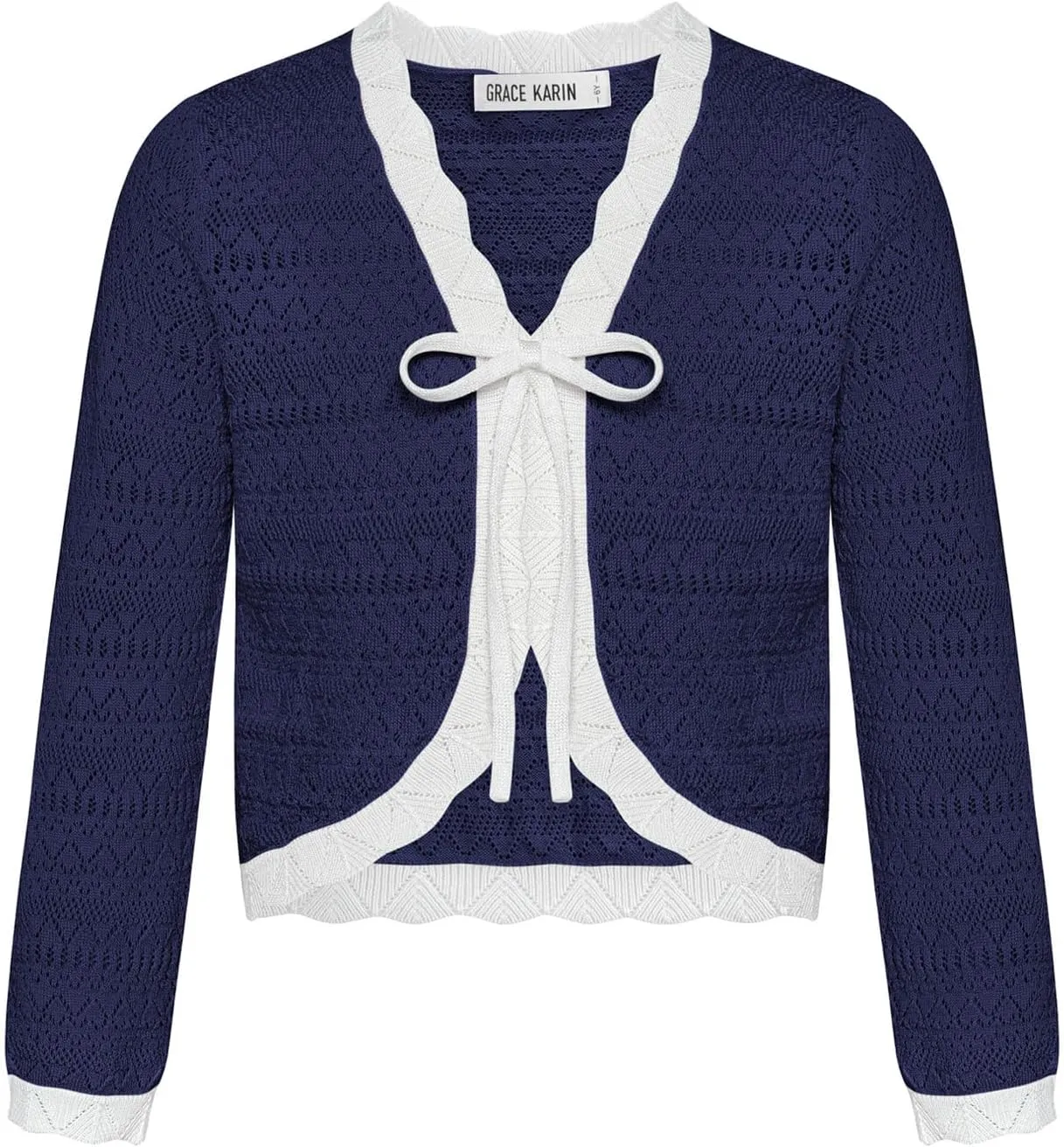GRACE KARIN Cardigan for Girls Bolero Kids School Uniform Shrugs Sweater Size 5-12 Long Sleeve