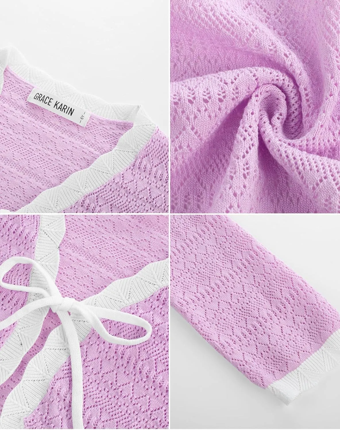 GRACE KARIN Cardigan for Girls Bolero Kids School Uniform Shrugs Sweater Size 5-12 Long Sleeve
