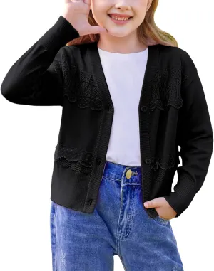 GRACE KARIN Girls V-Neck Cardigan Button Up Knit Uniform Sweaters Size 5-12