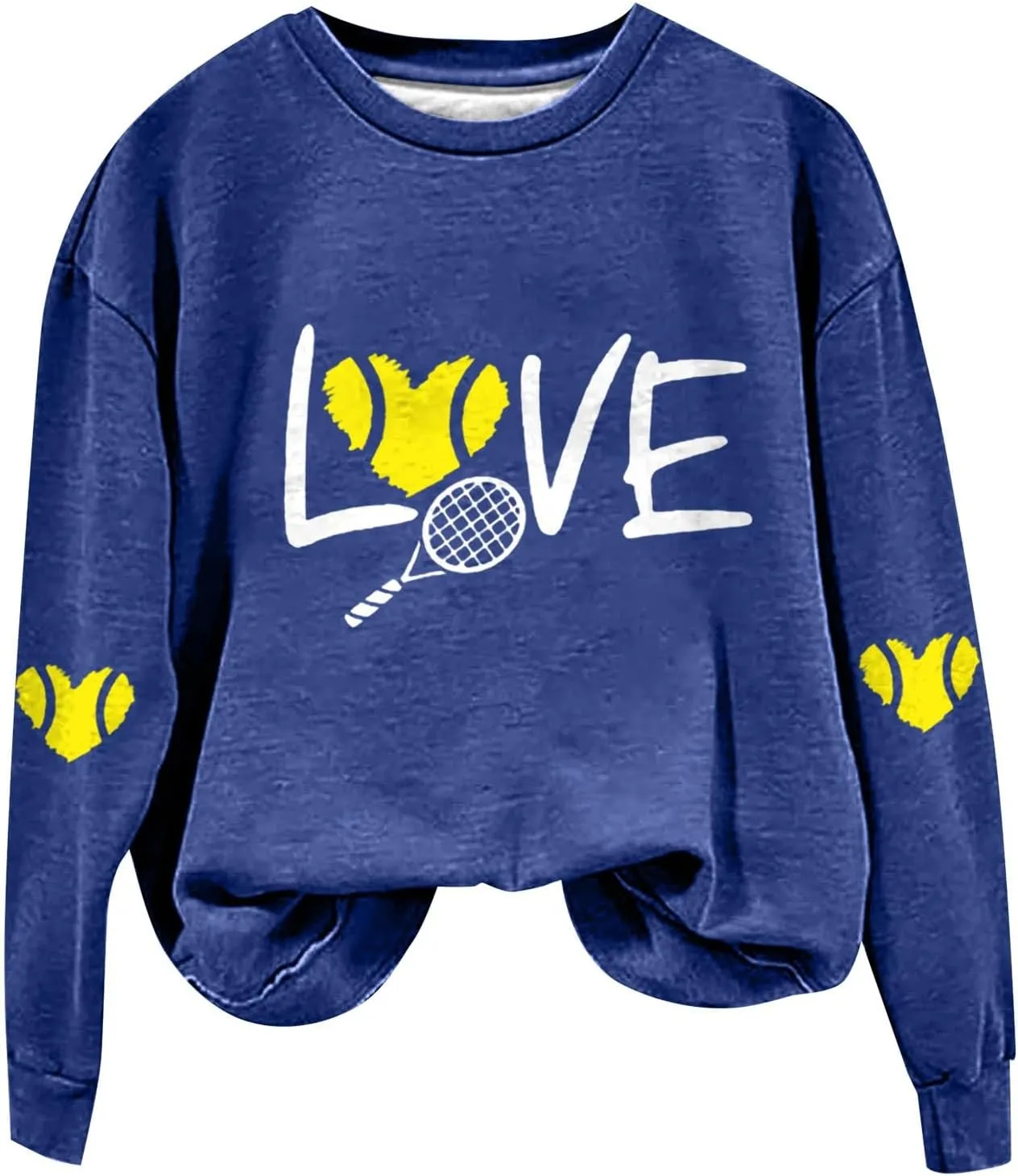 Graphic Sweatshirts for Women LOVE Tennis Long Sleeve Crew Neck Comfort Sweatshirt Aesthetic Going out Pullover Tops