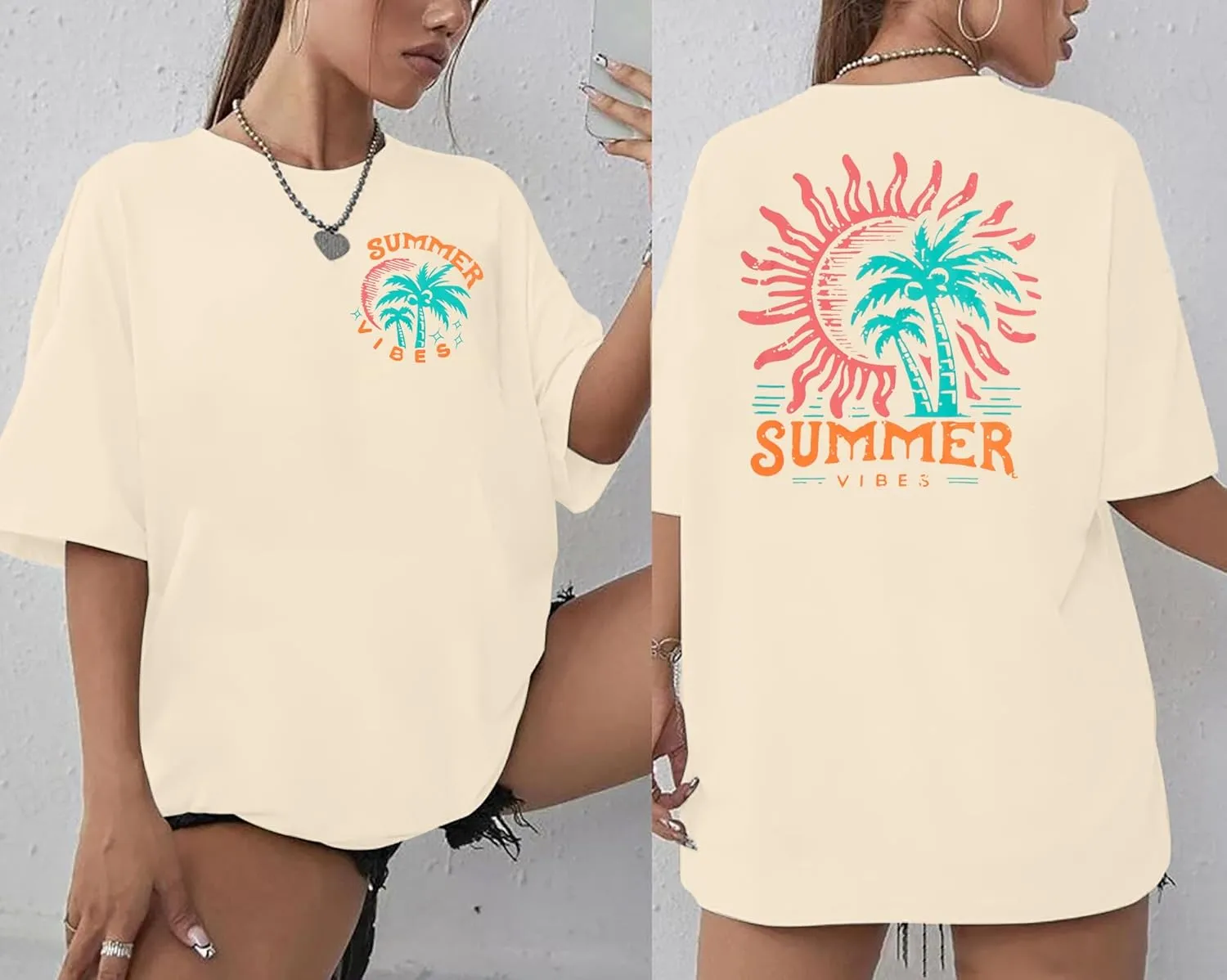 Graphic Tees Women Oversized T-Shirts: Summer Hawaiian Beach Tops Shirts Hawaii Tropical Beachy Short Sleeve Outfit