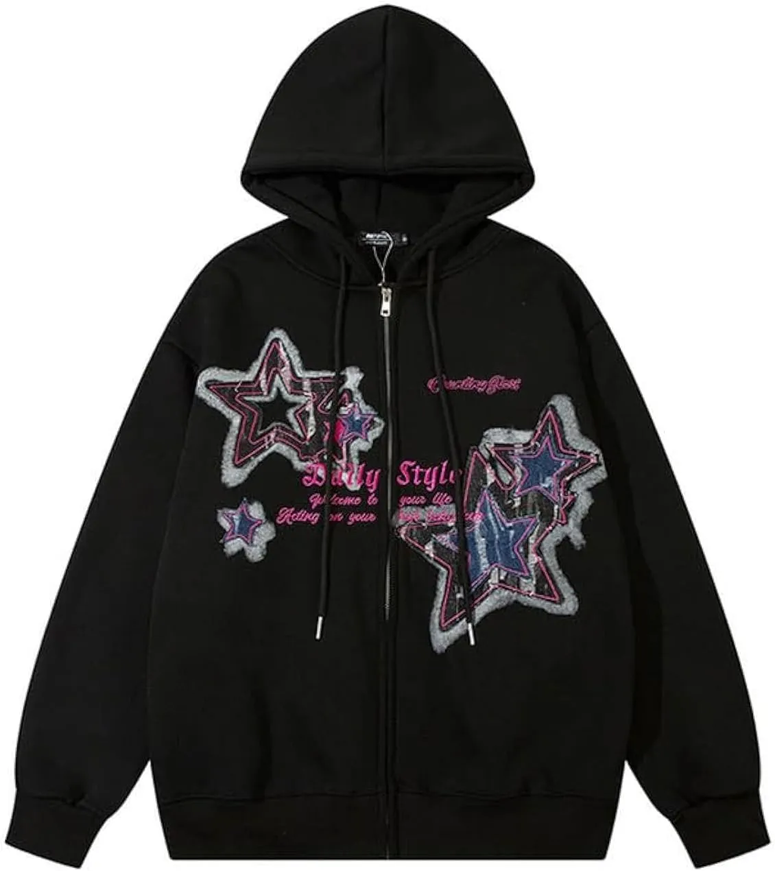Graphic Y2K Hoodies for Women Men Zip Up Star Jackets Fashion Clothing Aesthetic Sweatshirts Gothic Clothes