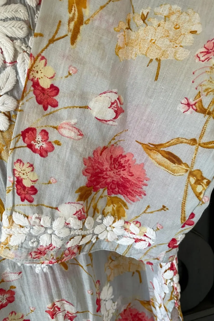 Gray Summer Floral Lucknowi Kurta Dress