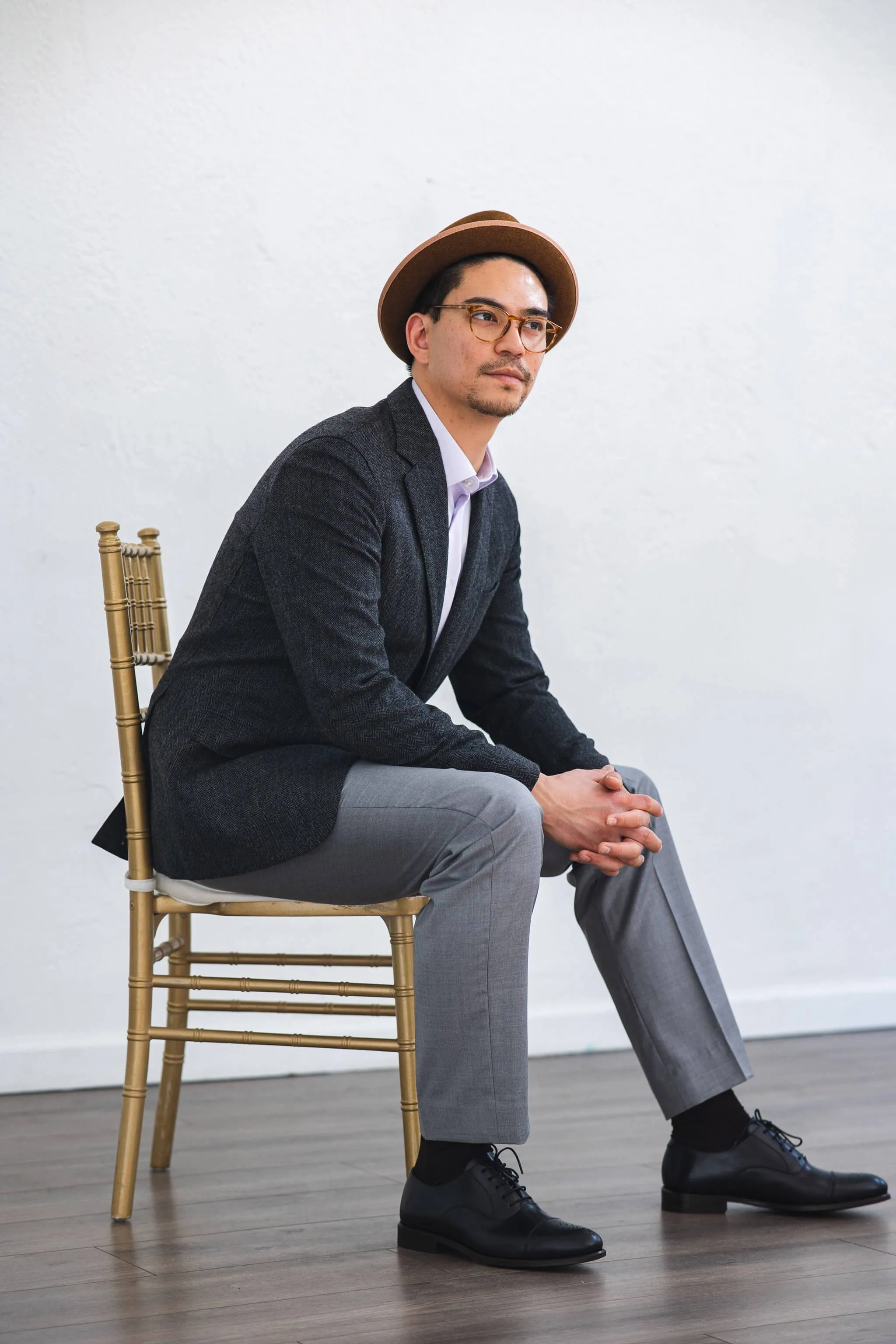 Grey Herringbone Tweed Sport Coat