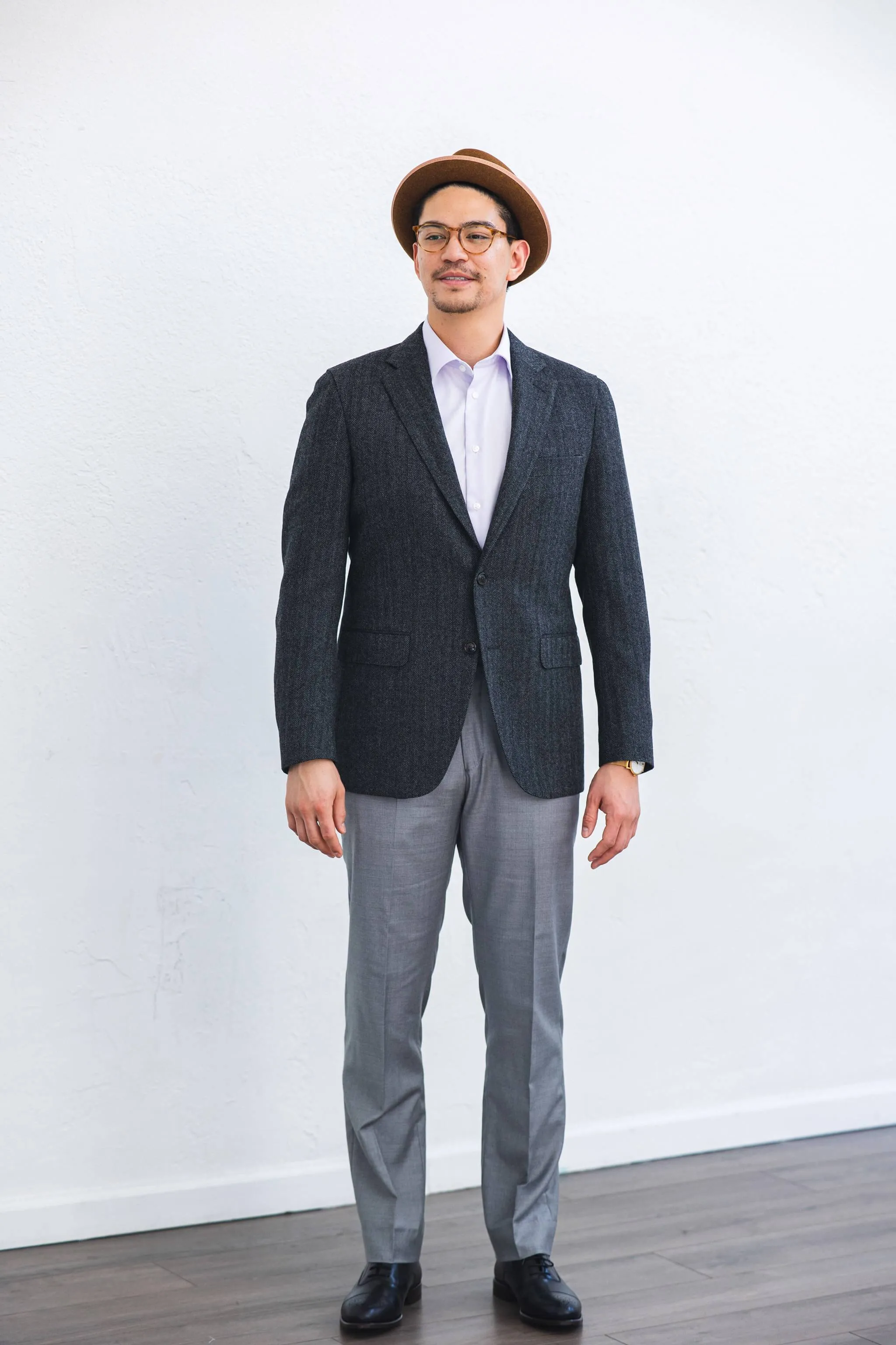Grey Herringbone Tweed Sport Coat