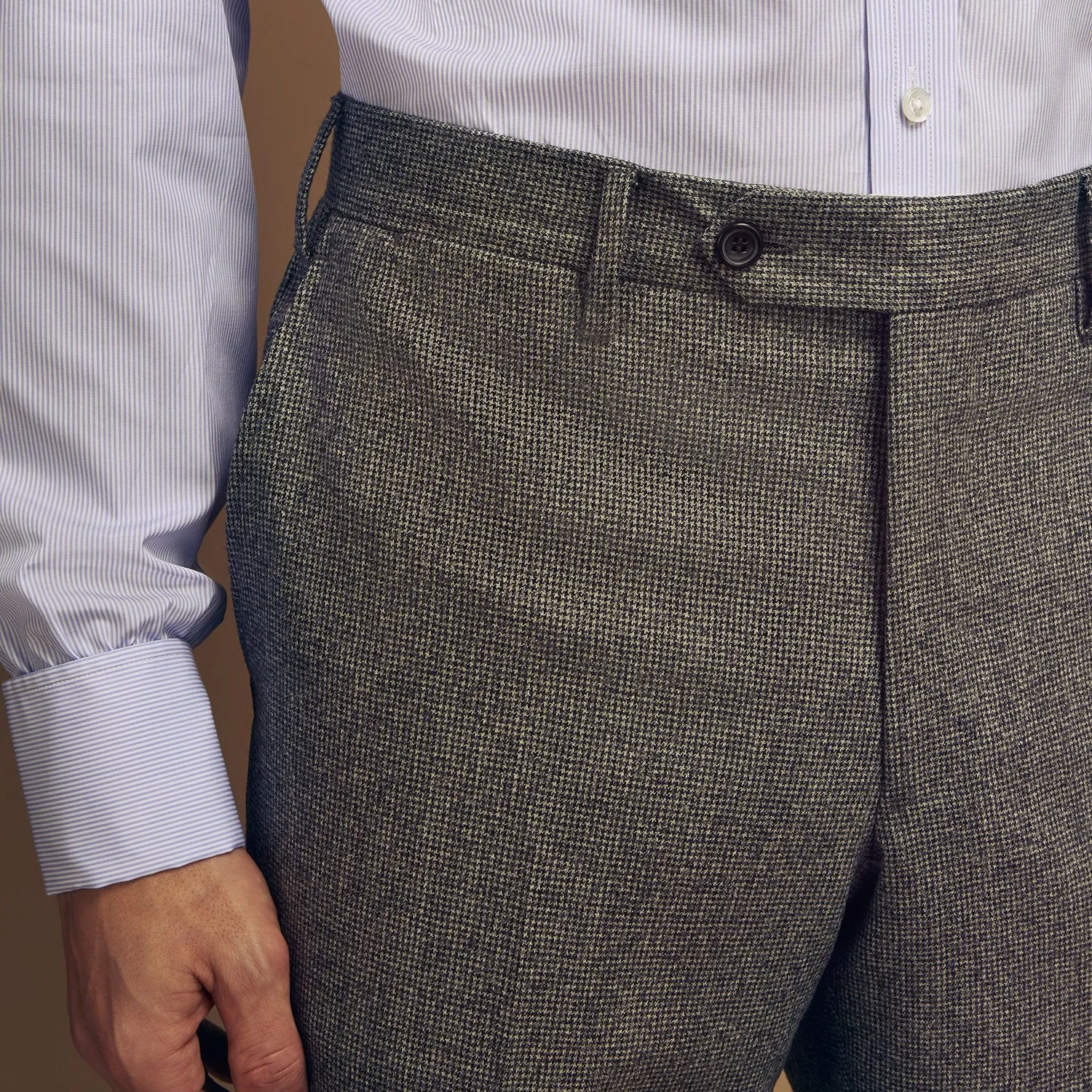 Grey Puppytooth Wool Manson Trouser