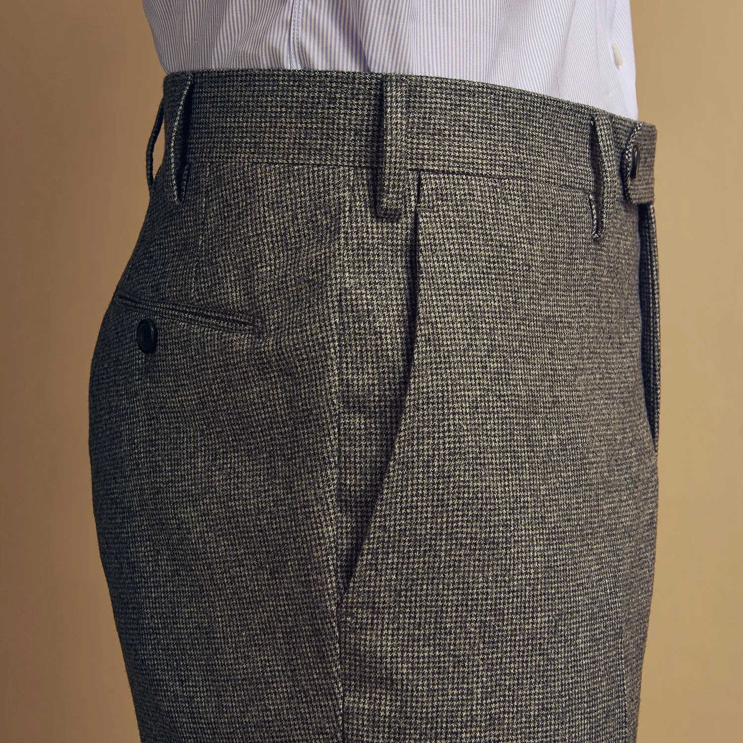 Grey Puppytooth Wool Manson Trouser