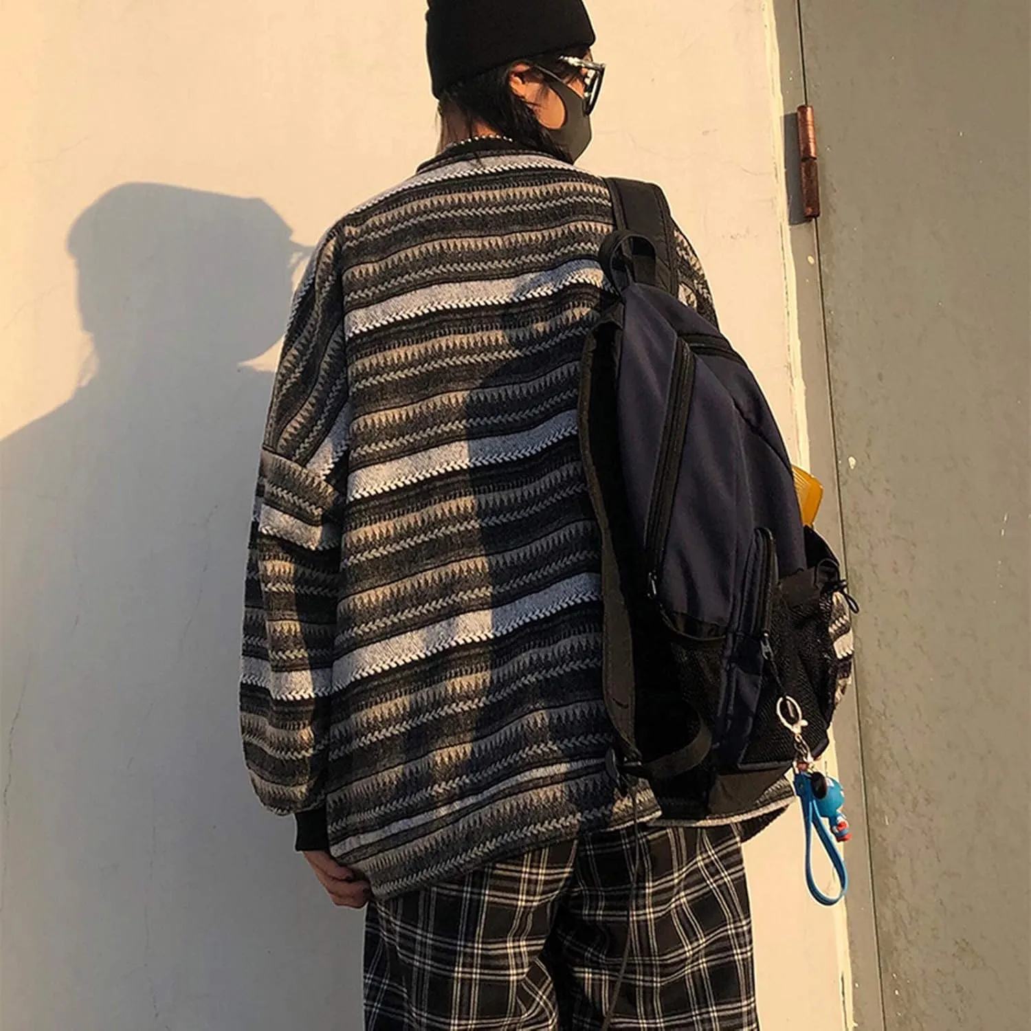 Grunge Clothes Grandpa Sweaters Vintage Aesthetic Baggy Dark Academia Clothing Plaid Striped Preppy Pullovers 2025