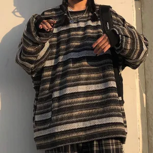 Grunge Clothes Grandpa Sweaters Vintage Aesthetic Baggy Dark Academia Clothing Plaid Striped Preppy Pullovers 2025